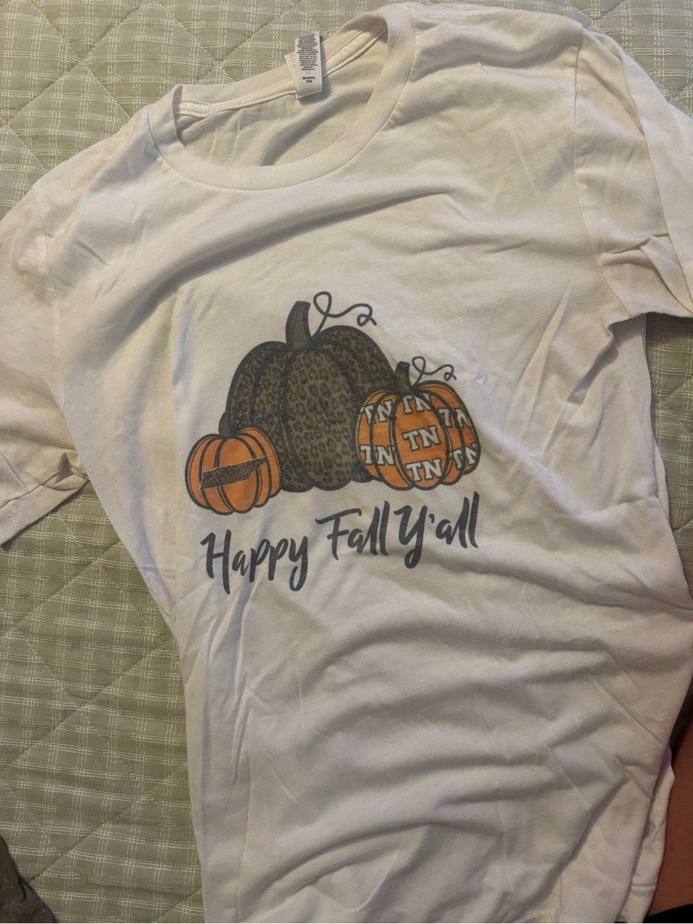 Happy Fall Y'all White Graphic Tee with Pumpkins